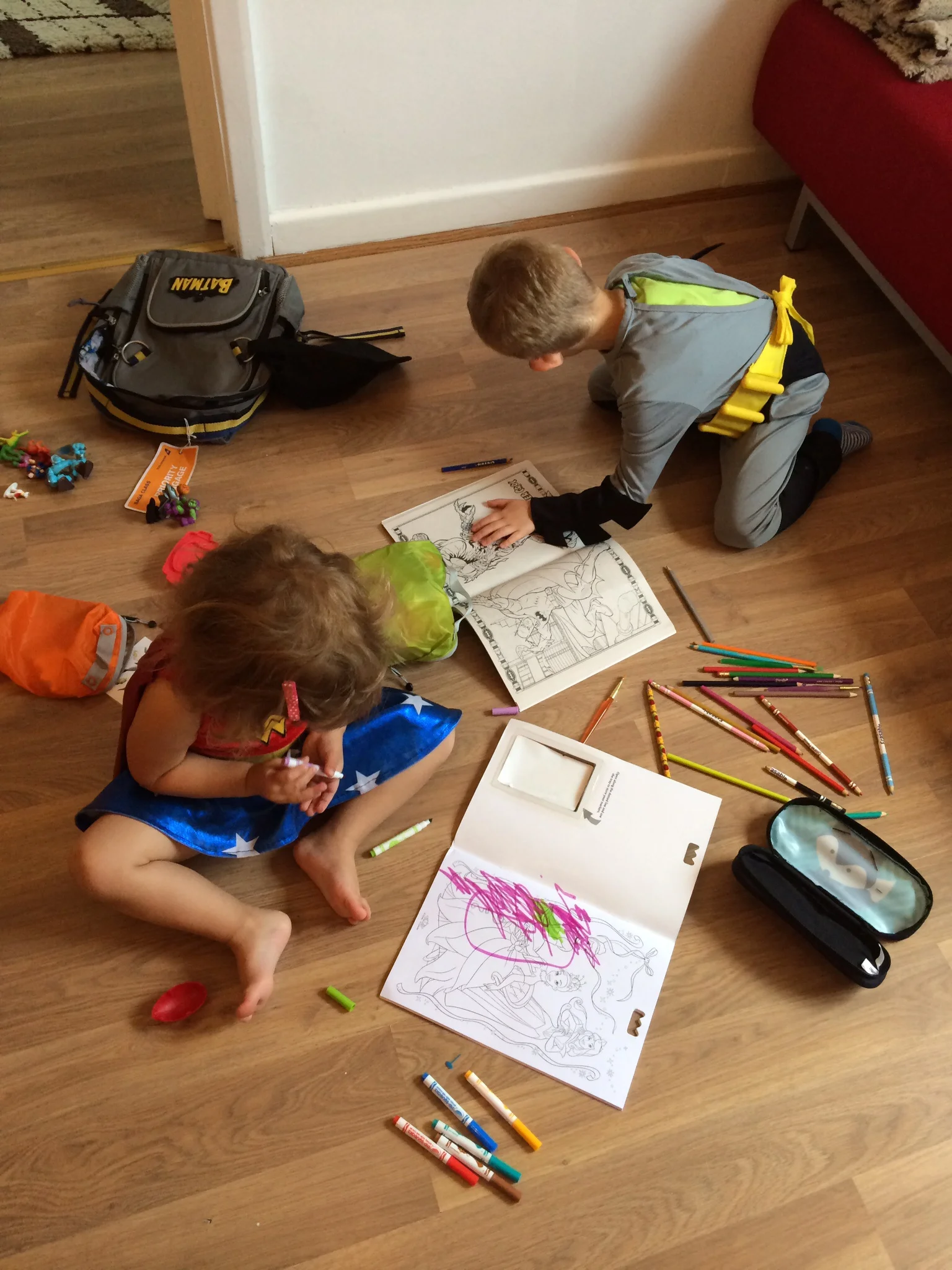 Batman and Wonder Woman coloring
