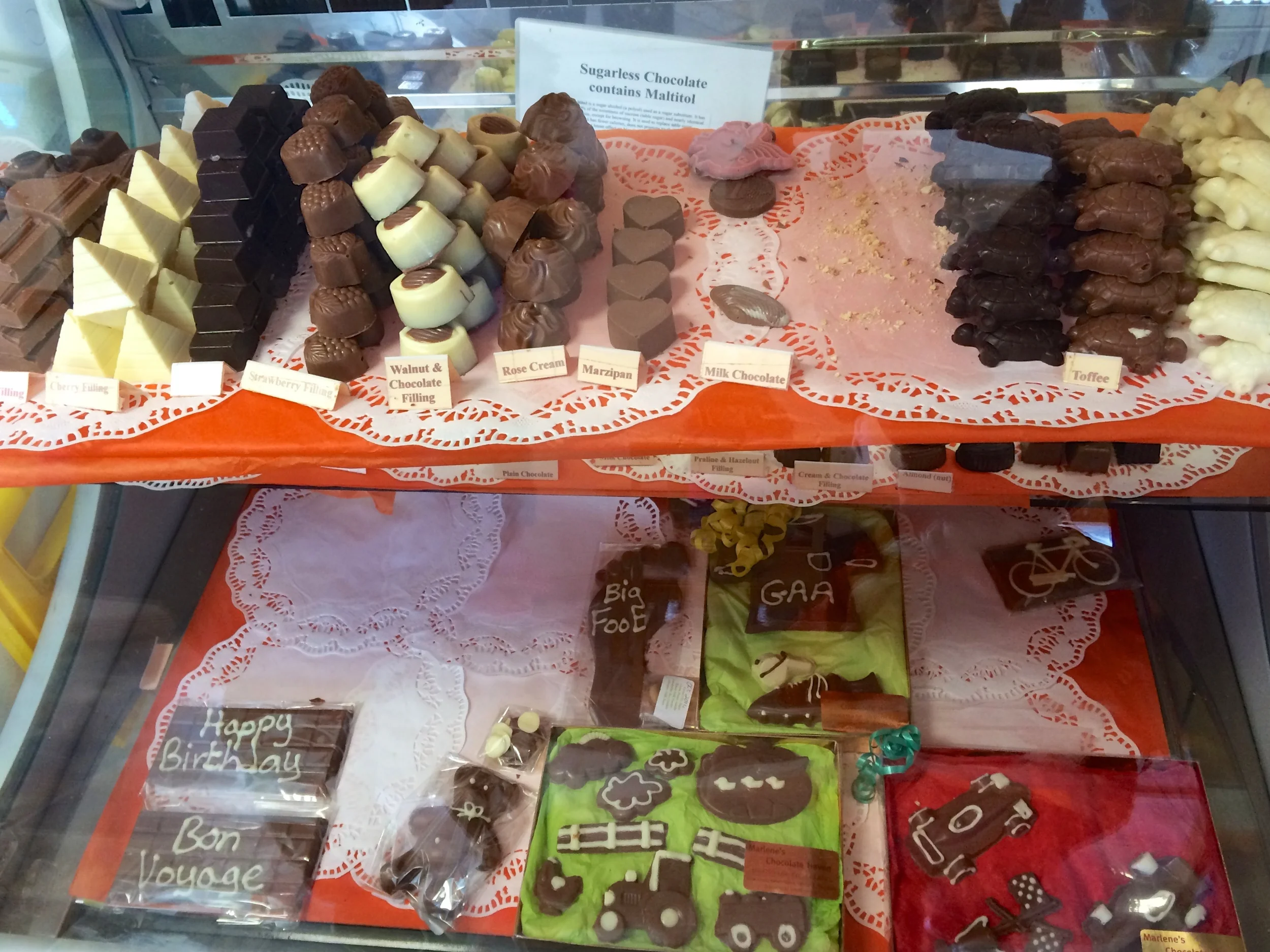 Variety of chocolates available on the day of our visit