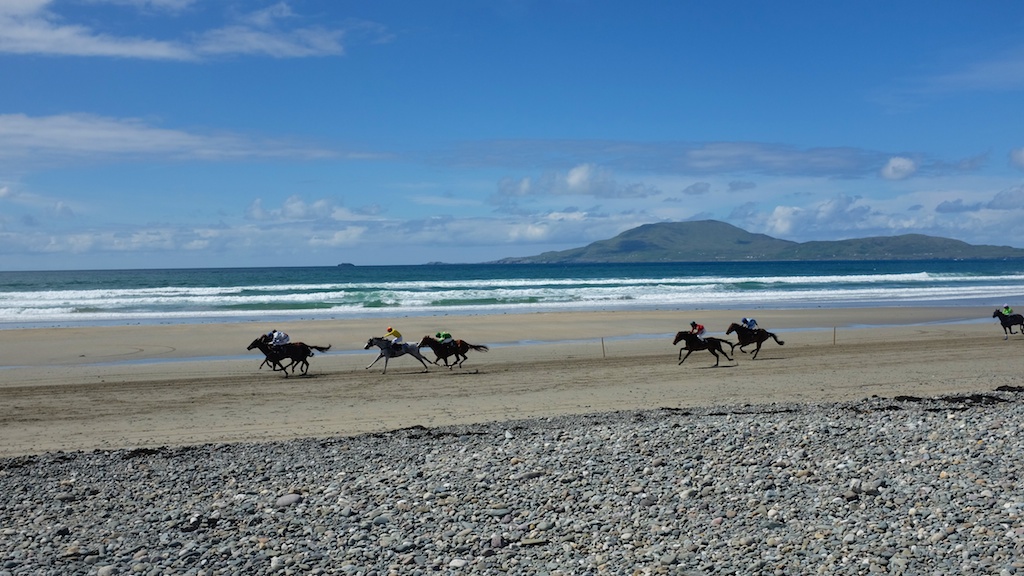 Racers coming down the beach