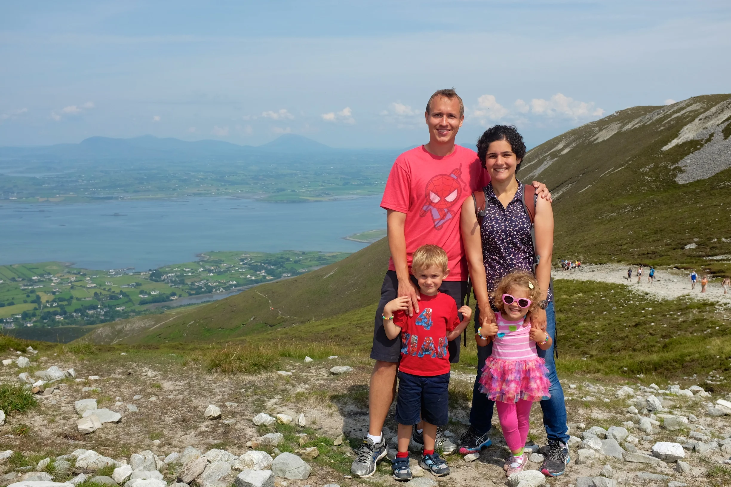 As high as we made it. Clew Bay is below, with some of the 365 islands visible.