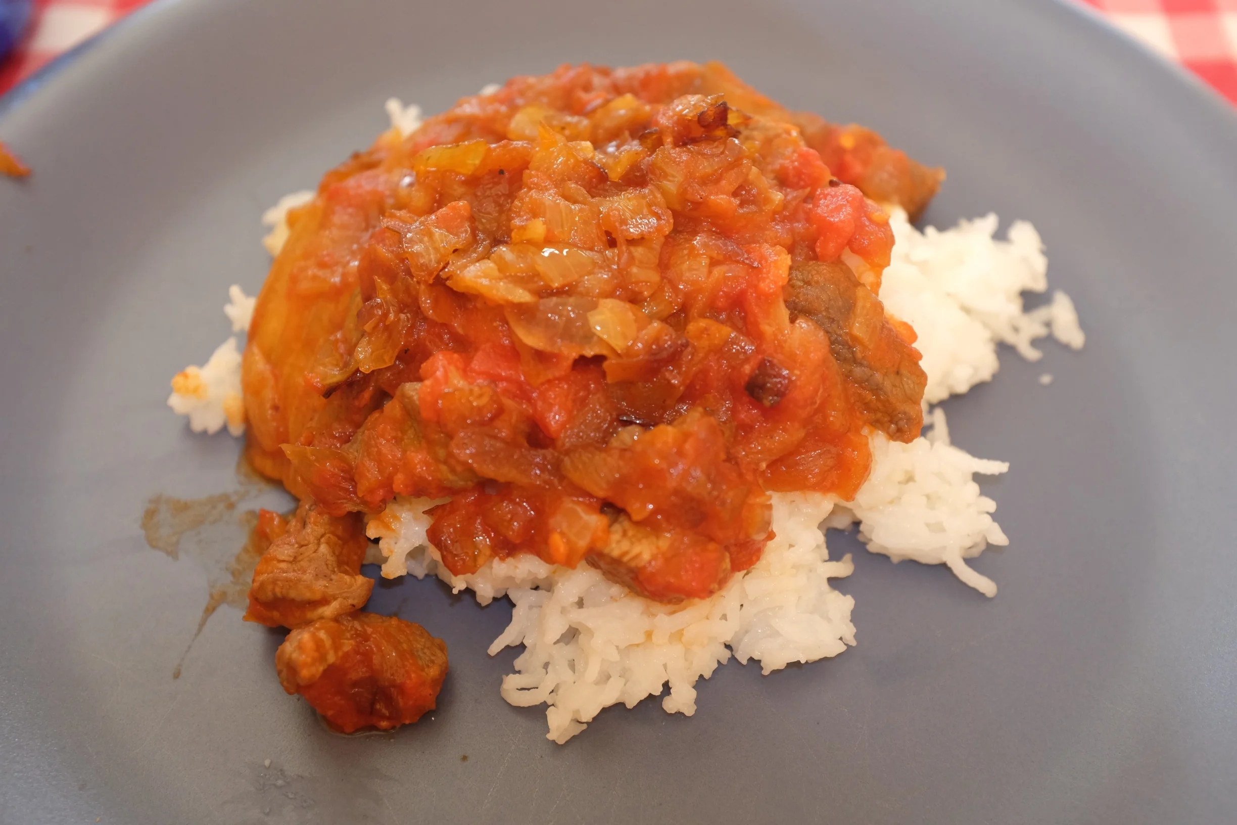 Eggplant stew & white rice