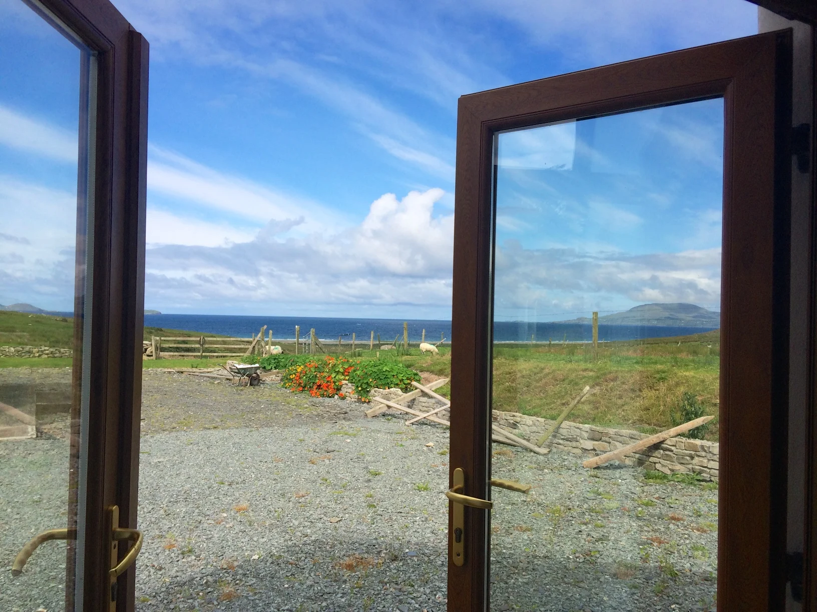 Gorgeous view of the sky and ocean from the kitchen door
