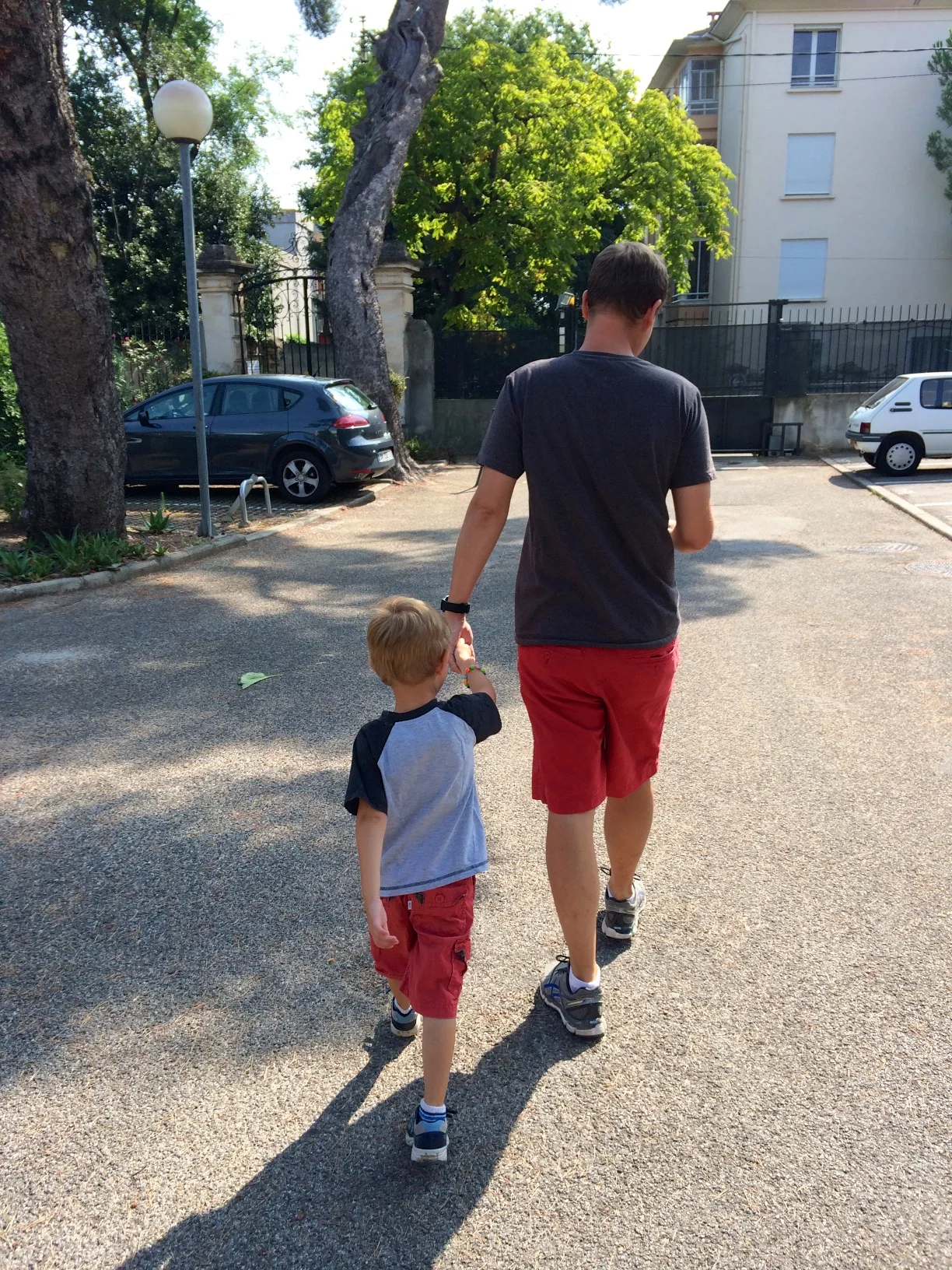 The boys in 'almost' matching outfits :) on the way to their haircut appointment