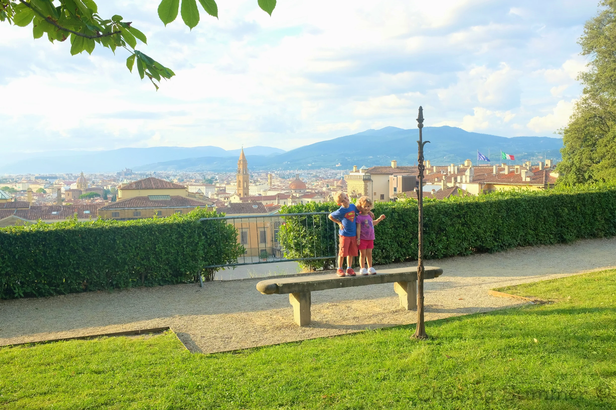 Kids posing with Florence in the background