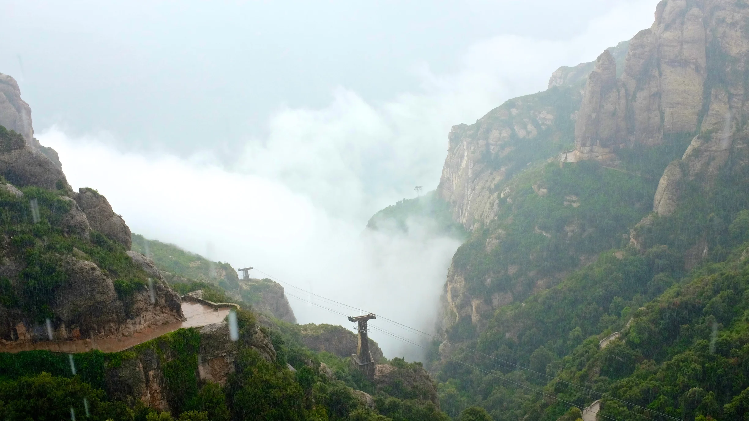 Views of Mountains at Monserrat on a very rainy day