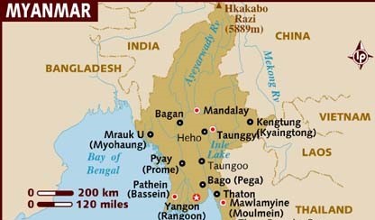 The large Katchin and Shan States cover all of North East Myanmar while Chin State borders Bangladesh in the West. These are the battle fields. This is secret wars territory, heartbreak country