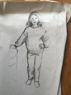 My Esprit outfit! Another sketch Mom did of me.