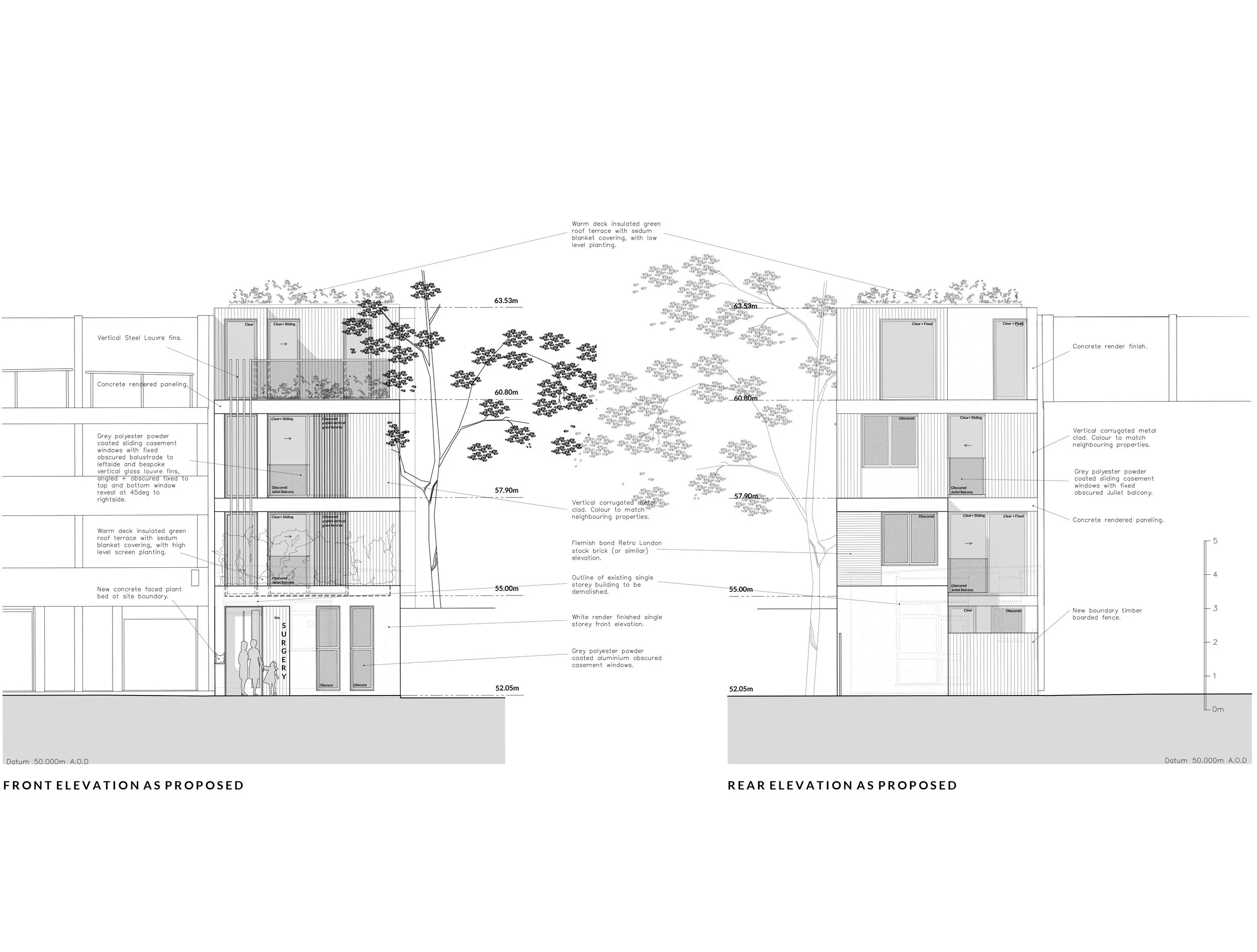 FRONT + REAR ELEVATIONS