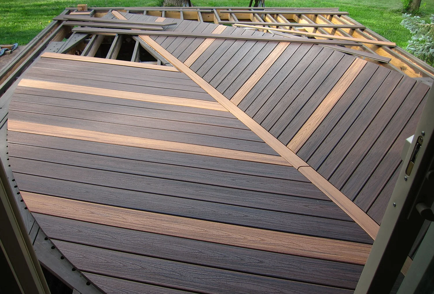  The inner pattern installation. A rewarding phase of any patterned deck project.    