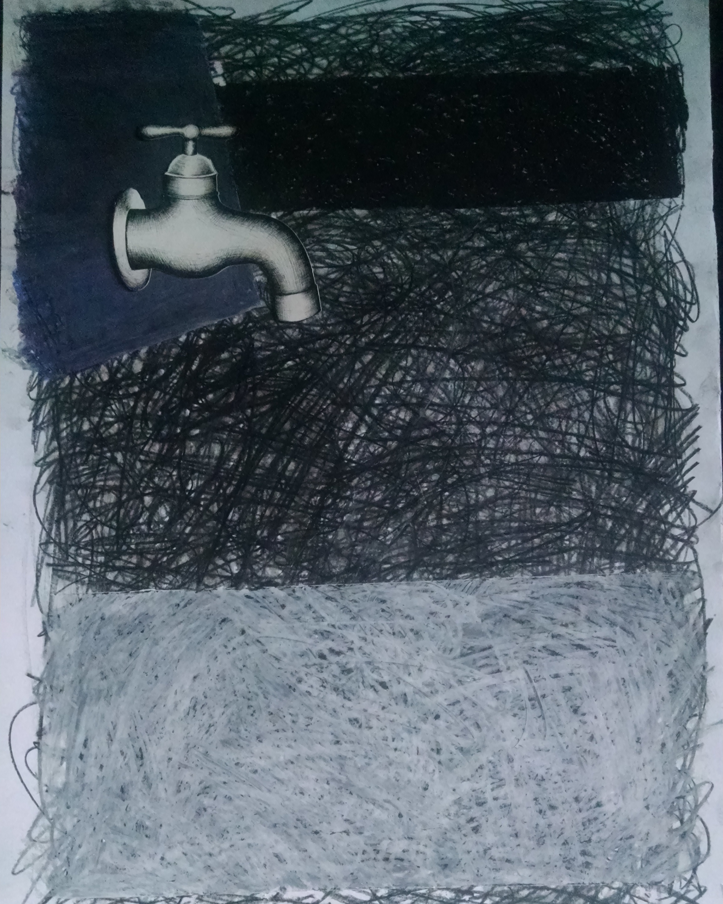 Drawing a faucet and collaging it on
