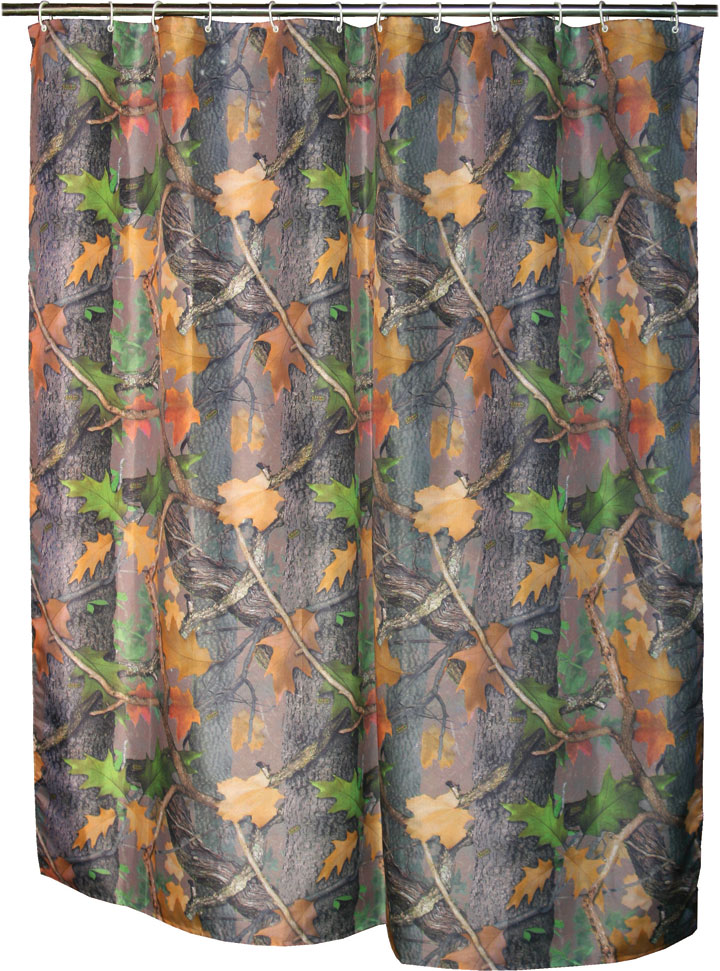 Fall Camouflage Shower Curtain, Lodge Decor Shower Curtains