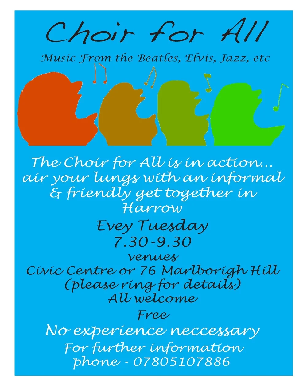 The Original poster for "Harrow Community Choir"