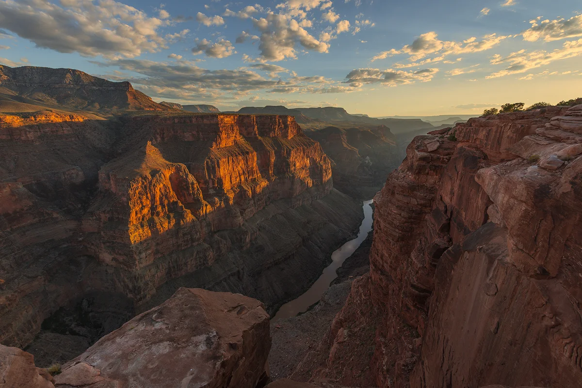 Sunset at Toroweap, Looking west along the Colorado River.