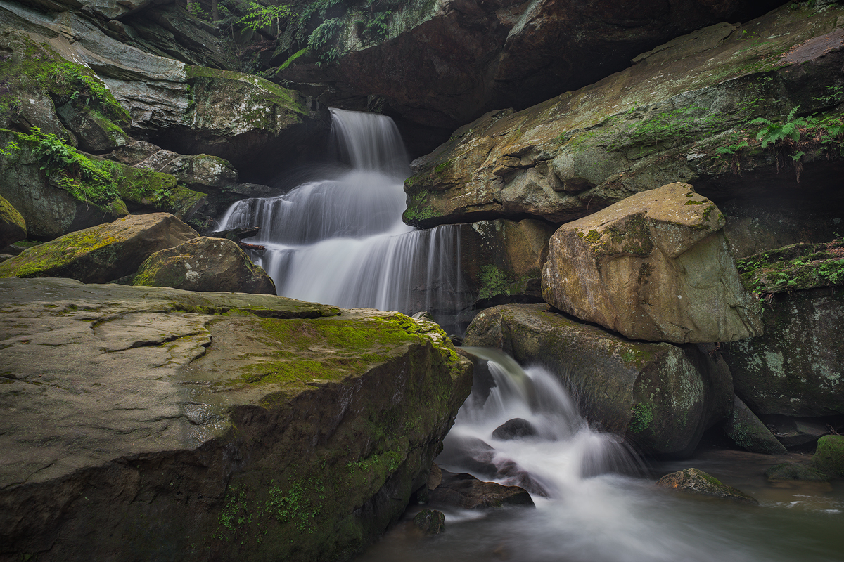 Water empties into the small plunge pool at the base of Breakneck Falls. McConnells Mill State Park, Pennsylvania. (Please view In Lightbox Mode for best resolution.)