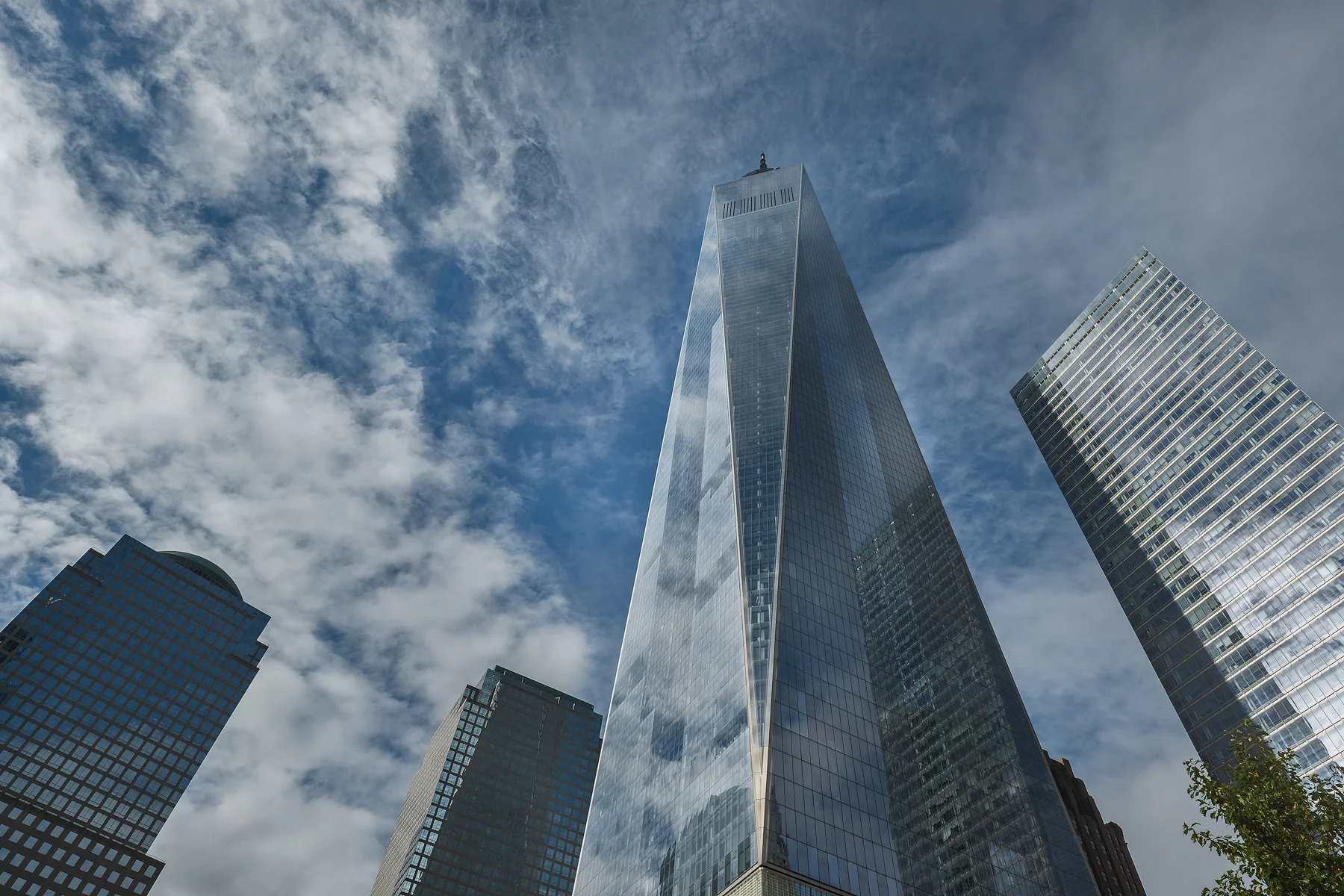 The view of One World Trade Center from the Oculus.