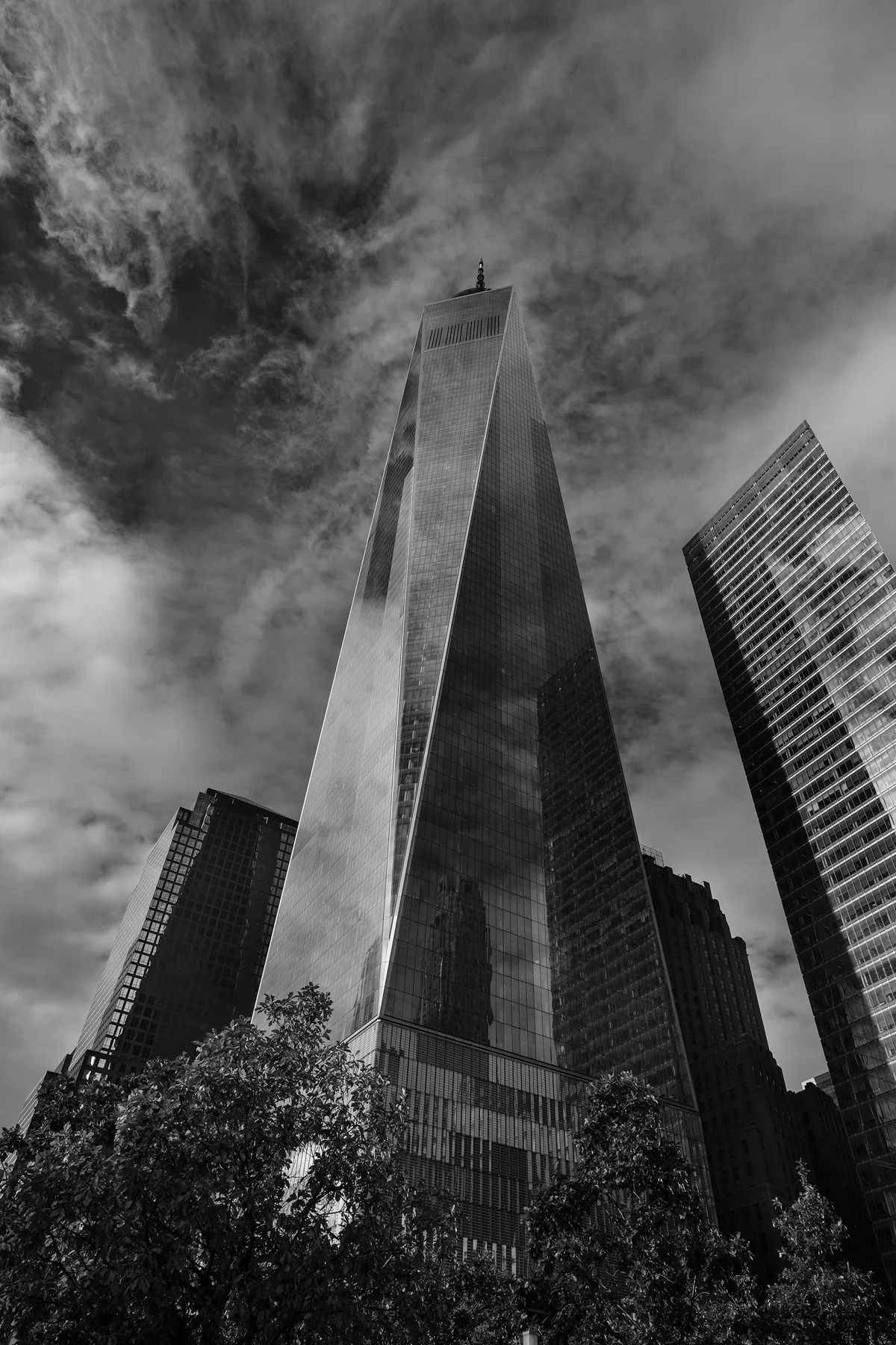 Clouds from an early storm begin to clear out over The World Trade Center Tower. Acros NeoPan Film Emulation +R.