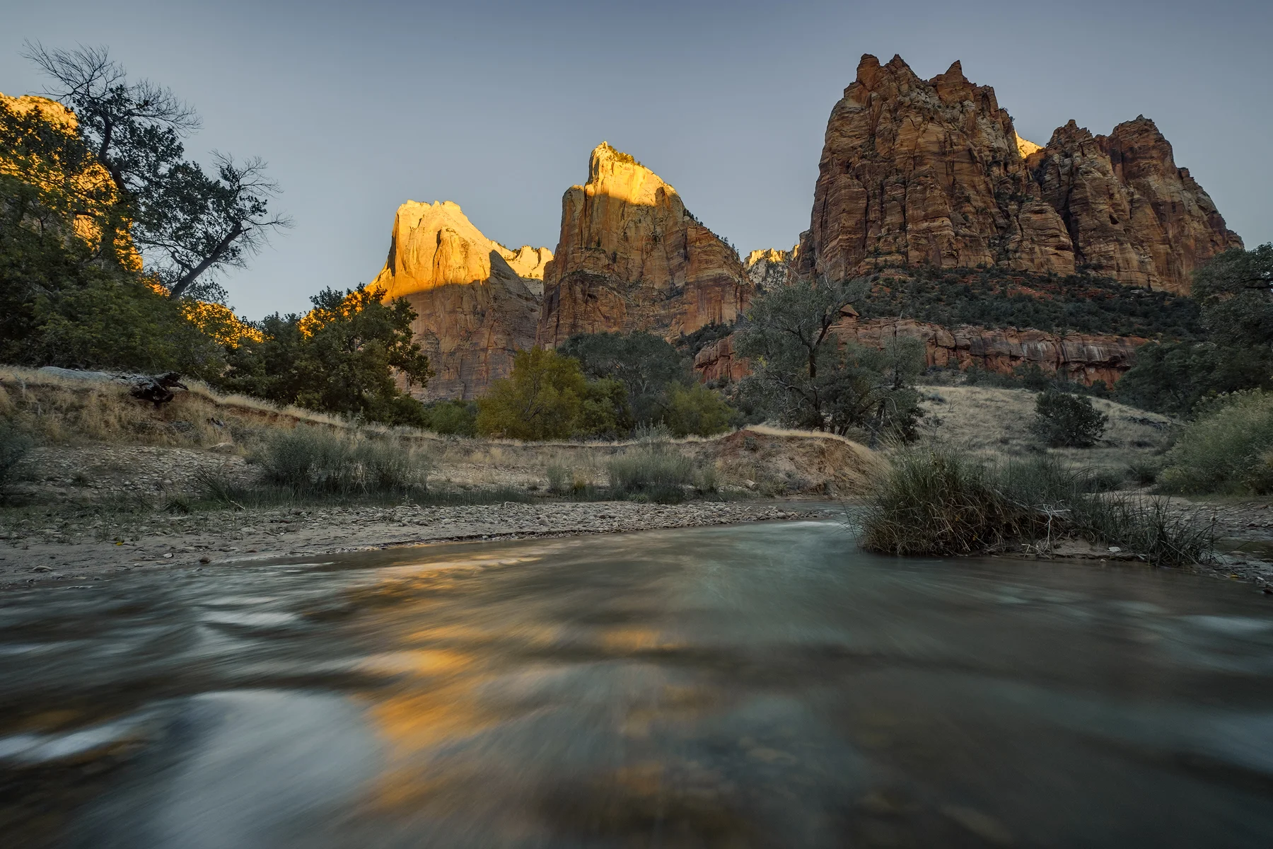 Sunrise at the Court of the Patriarchs, Zion National Park, UT.