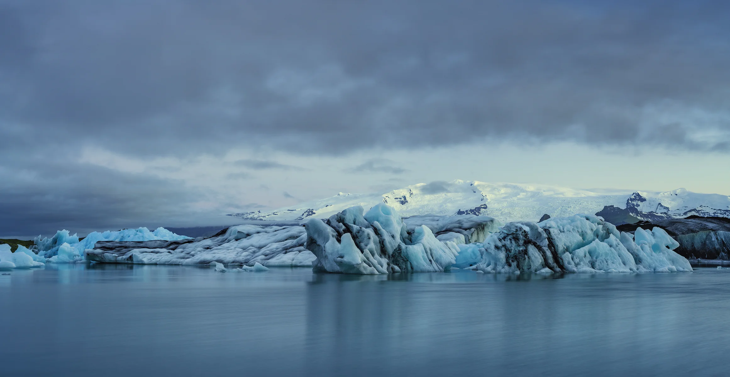 Ice from Breiðamerkurjökull drifts in Jölkúsarlón Glacial Lagoon.