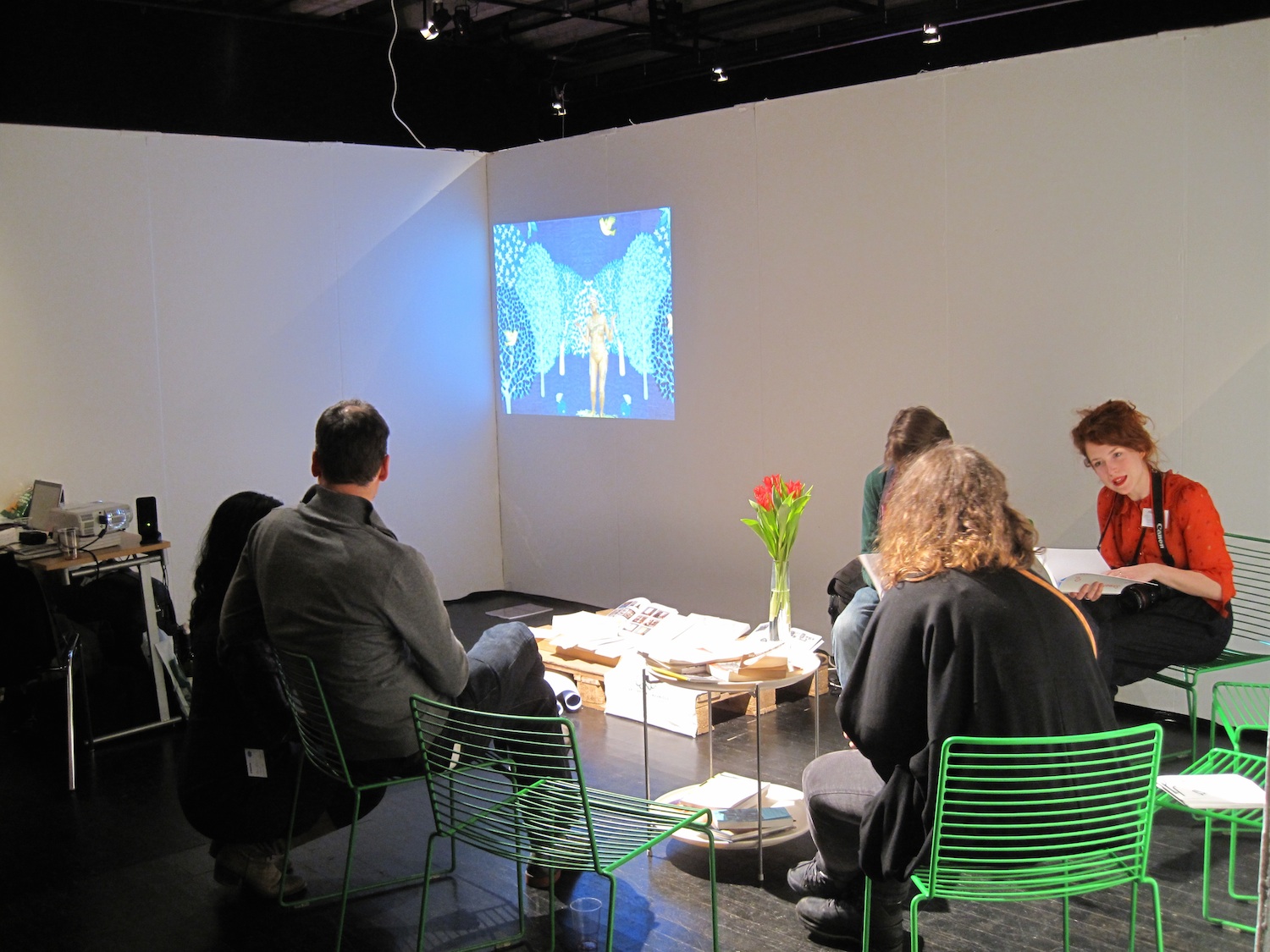 SYB's stand at Supermarket (works by Shana Moulton and Rory Pilgrim), Photo: Maja Bekan, Maritt S. Kuipers.