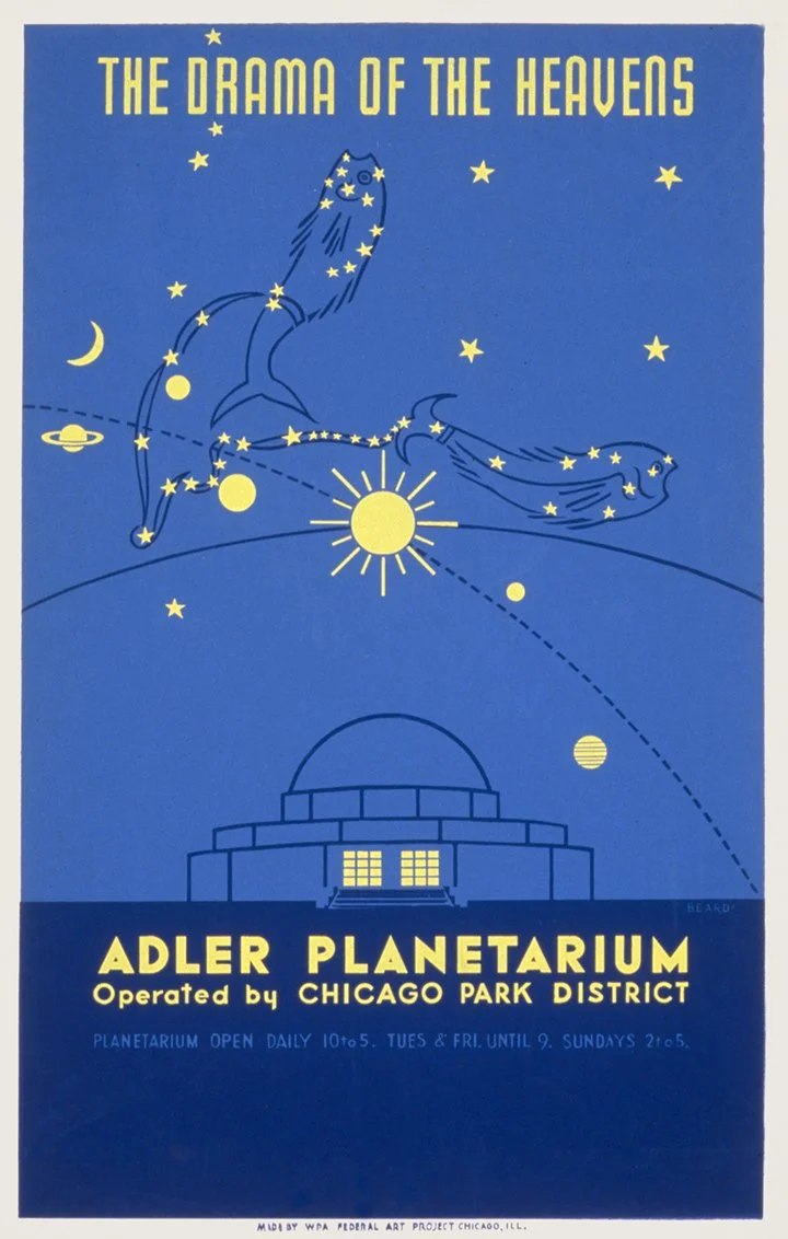 Adler Planetarium Heavens Vintage WPA Poster