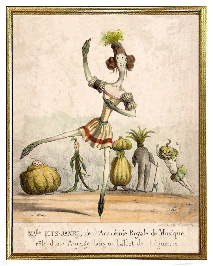 Asparagus Ballet Vintage French Ephemera Poster or Card