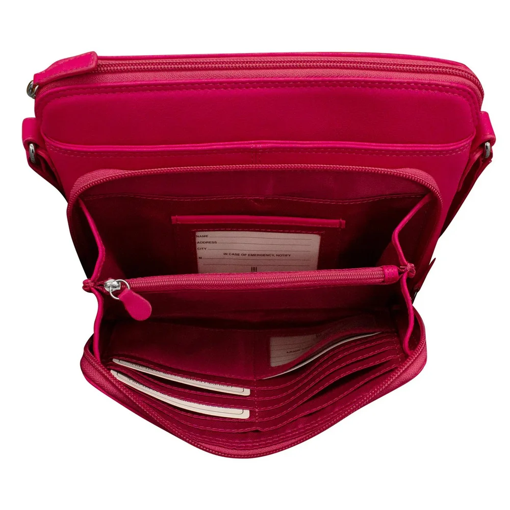 indian pink crossbody leather organizer handbag — MUSEUM OUTLETS display picture 2