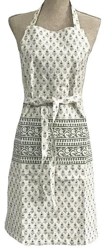Winterberry holiday tree hand block printed apron