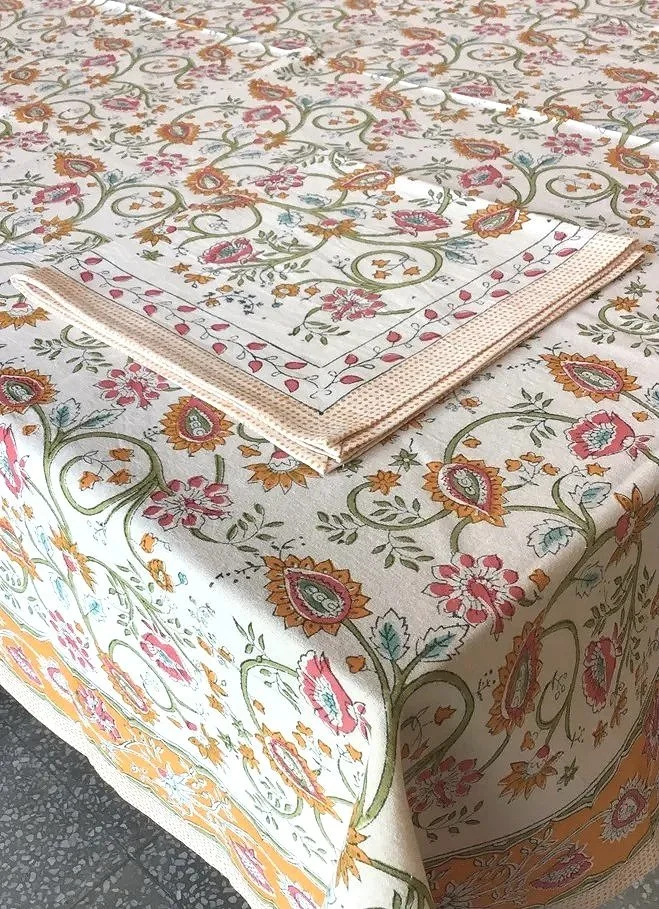 savoy floral paisley hand block printed tablecloths napkins or table runners