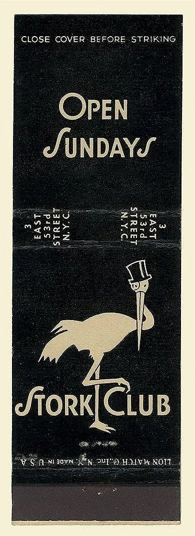 Stork Club Matchbook Cover Art  Vintage Ephemera Print