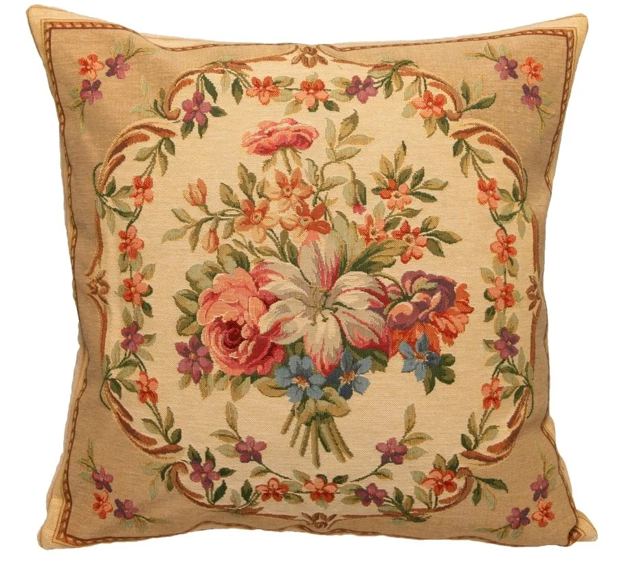 French  Floral Tapestry Pillow
