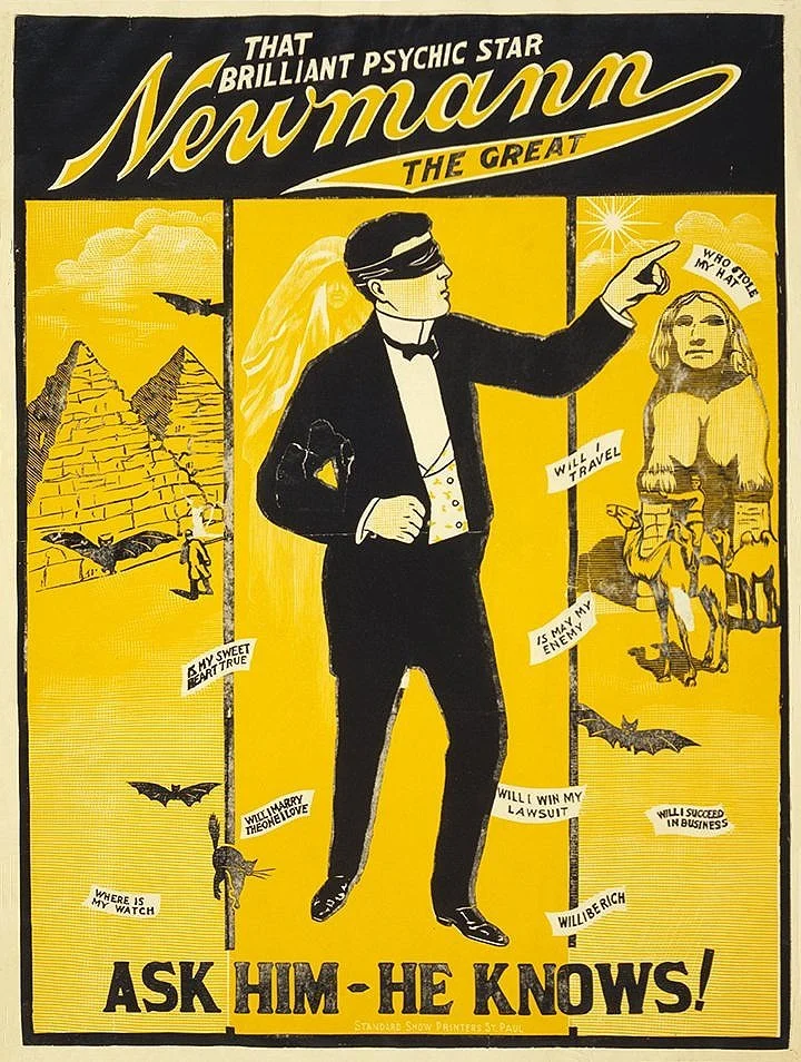 Newmann the Great Psychic Star Vintage Magic Poster