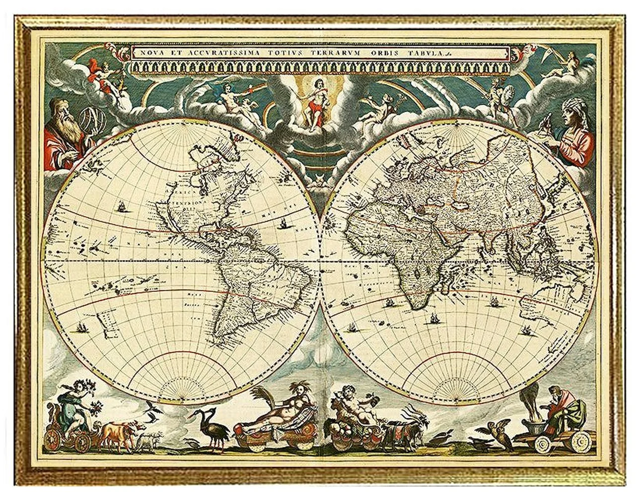 1664 old world antique map
