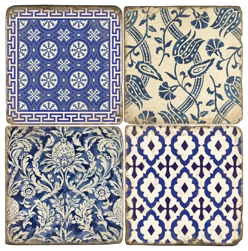 indigo tumbled marble coasters