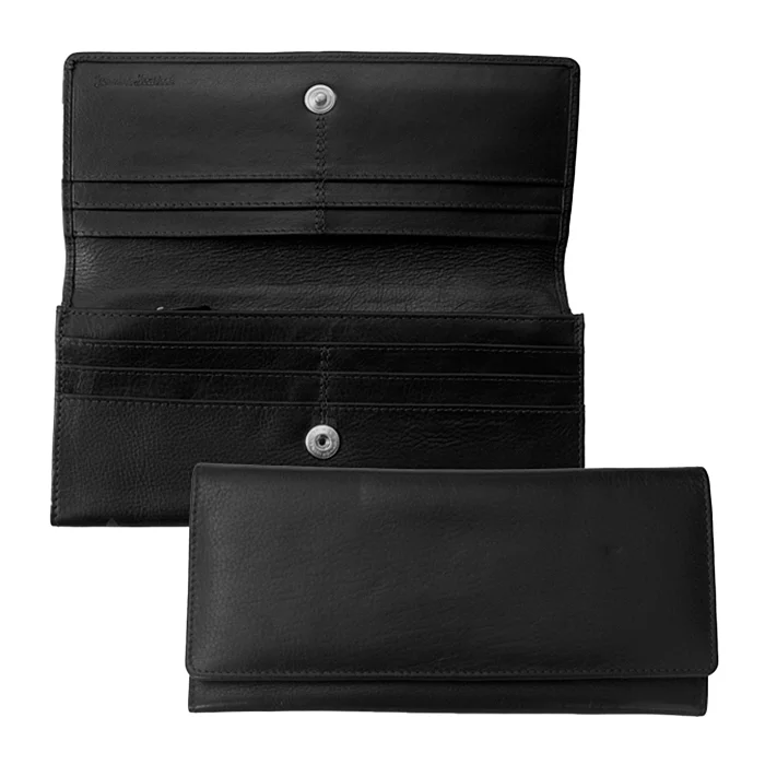 black leather long wallet
