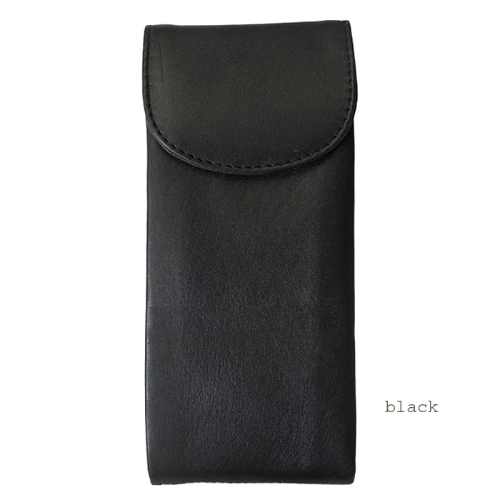 black leather double eyeglass case