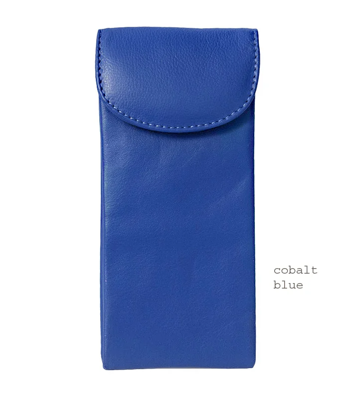 cobalt blue leather double eyeglass case