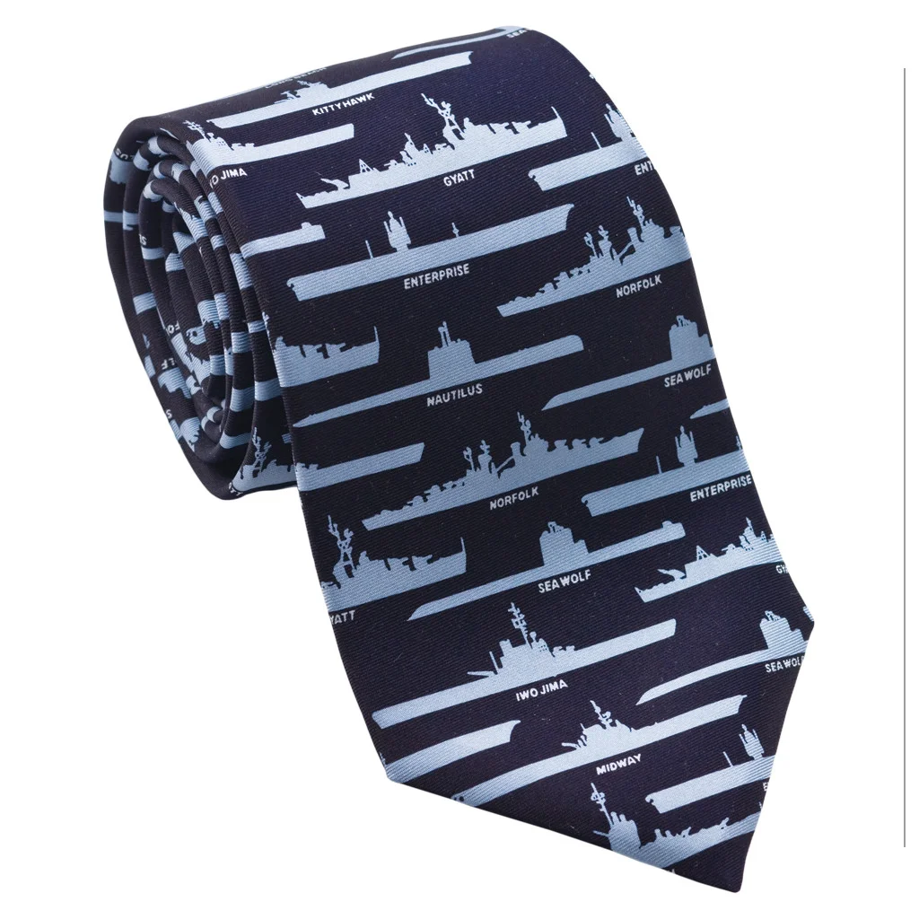 navy ships submarines mens silk necktie museum outlets