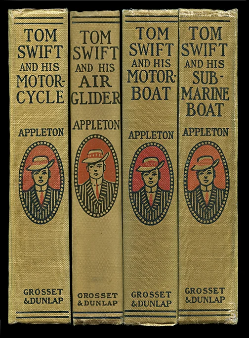 tom swift antique book spine wall art