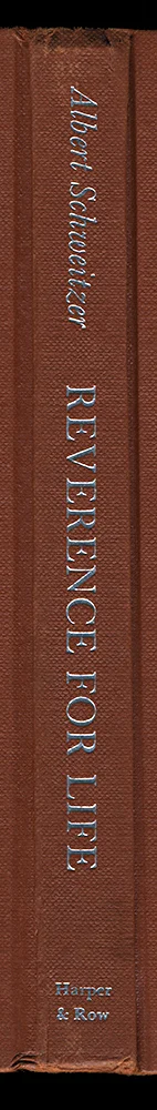 schweitzer reverence for life antique book spine wall art