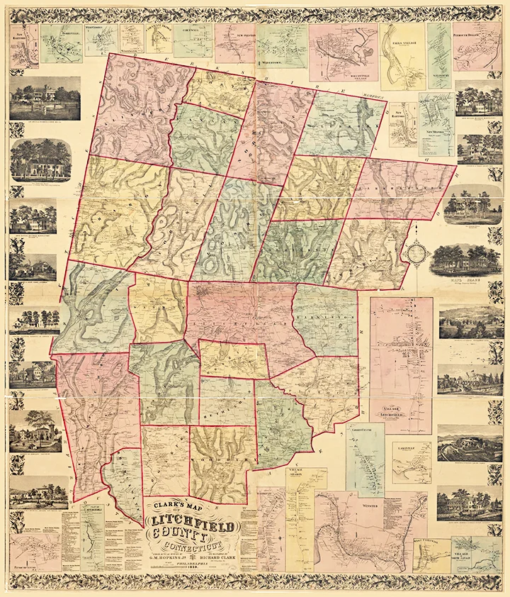 1859 Litchfield County Antique Connecticut Map — MUSEUM OUTLETS
