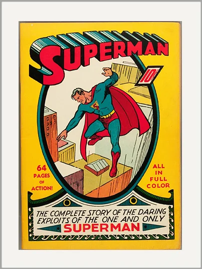 vintage comic book superman greeting card