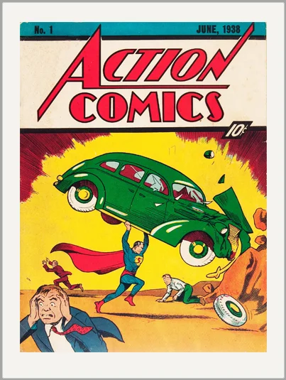 vintage action comics superman greeting card