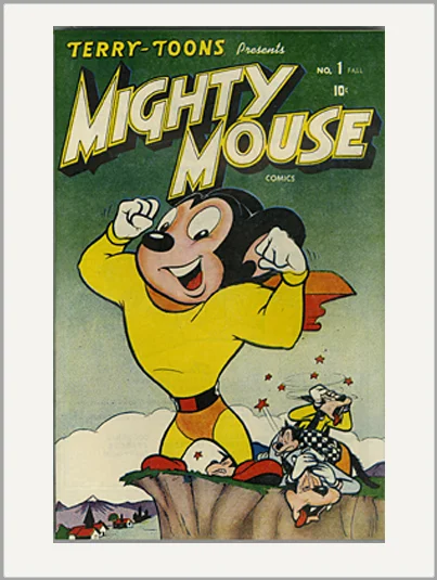 vintage comic book mighty mouse greeting card