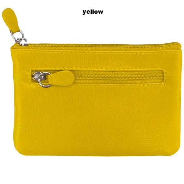 yellow leather coin purse key ring
