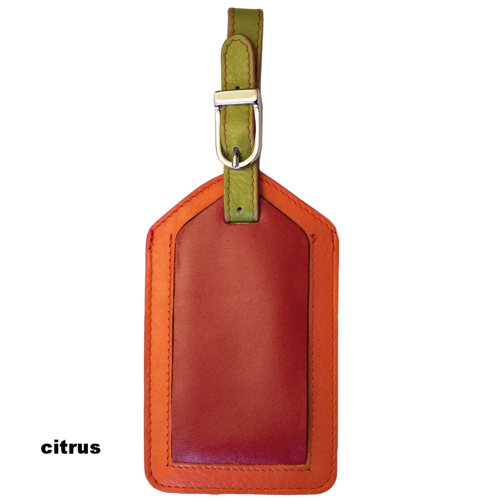 citrus leather luggage tag