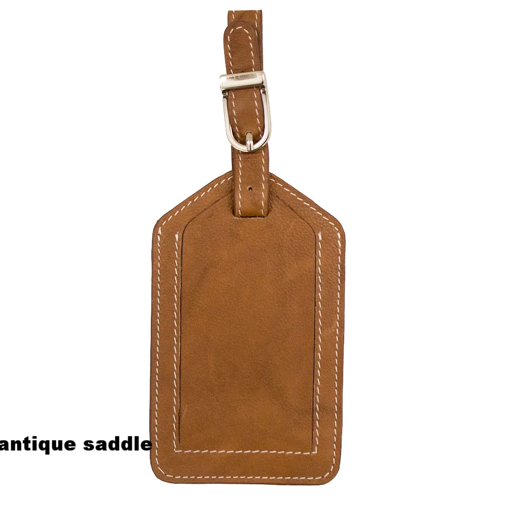antique saddle leather luggage tag