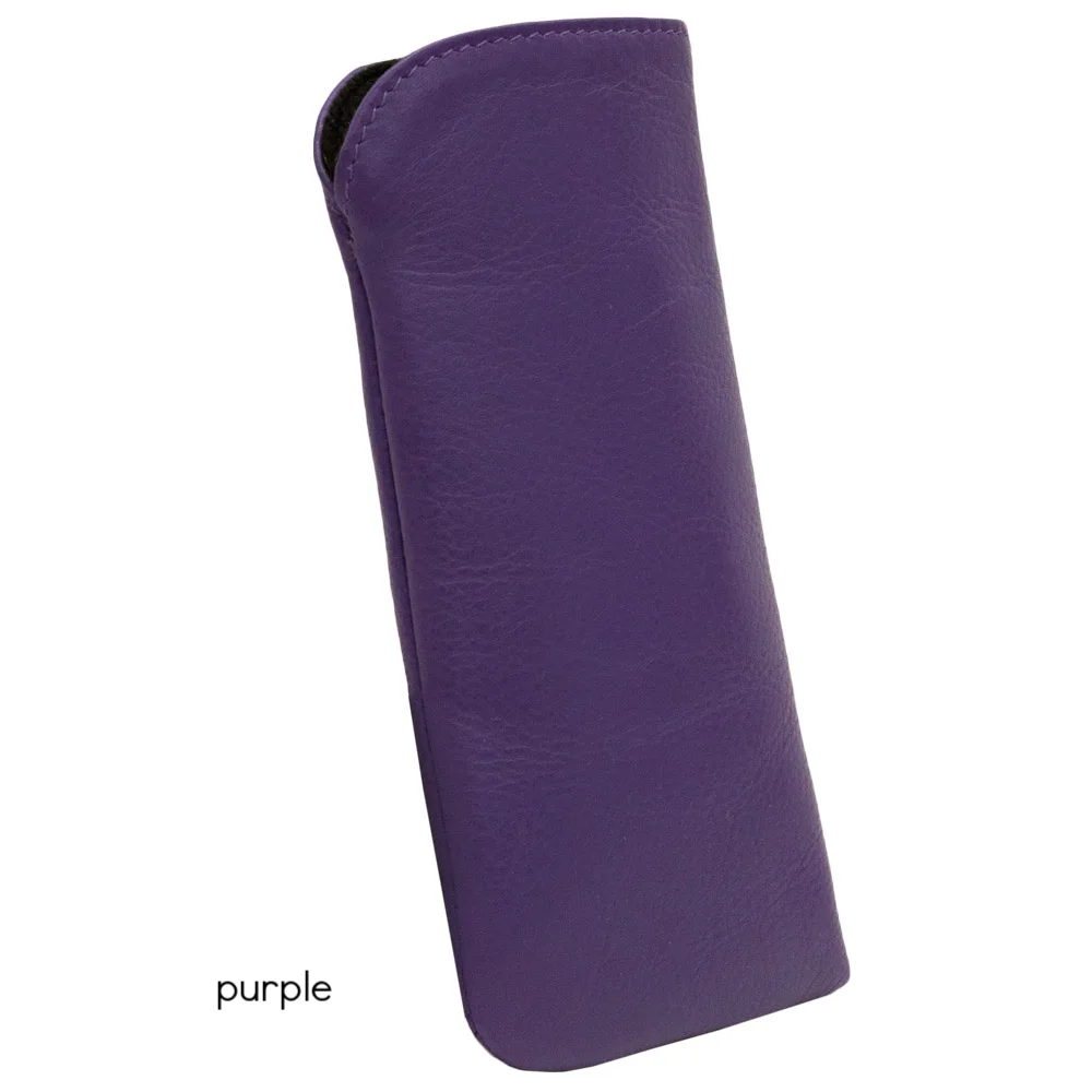 purple leather eyeglass case