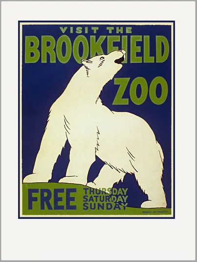 visit the zoo polar bear vintage wpa greeting card
