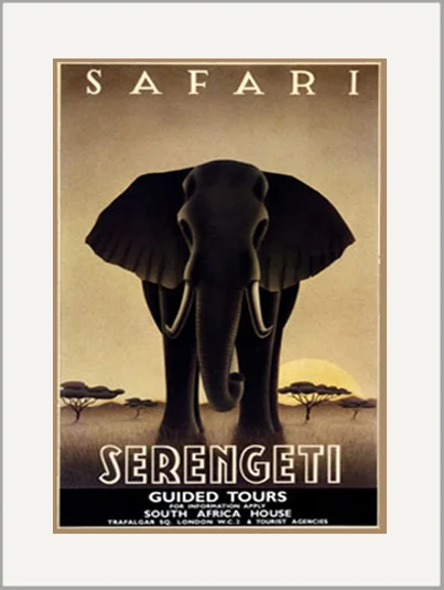 safari serengeti elephant vintage travel greeting card