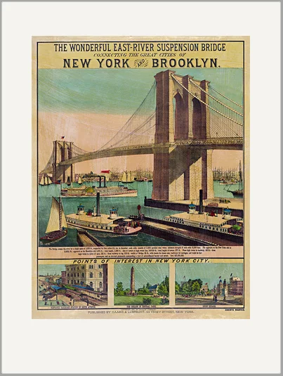 vintage new york brooklyn bridge greeting card